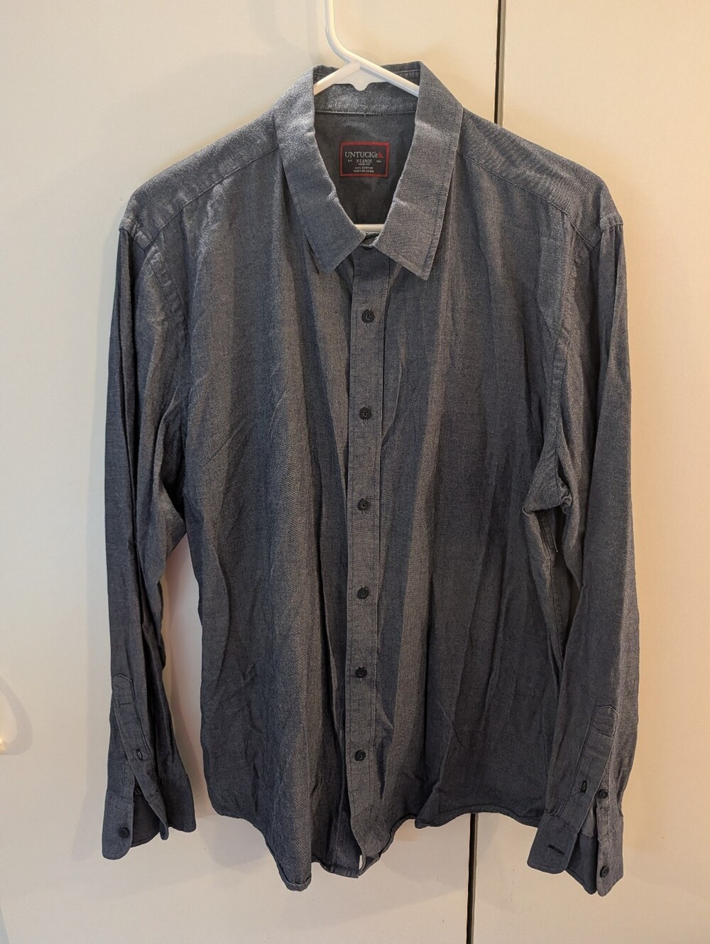 UNTUCKit Men's XL Long Sleeve Button-Up Shirt in Heather Navy